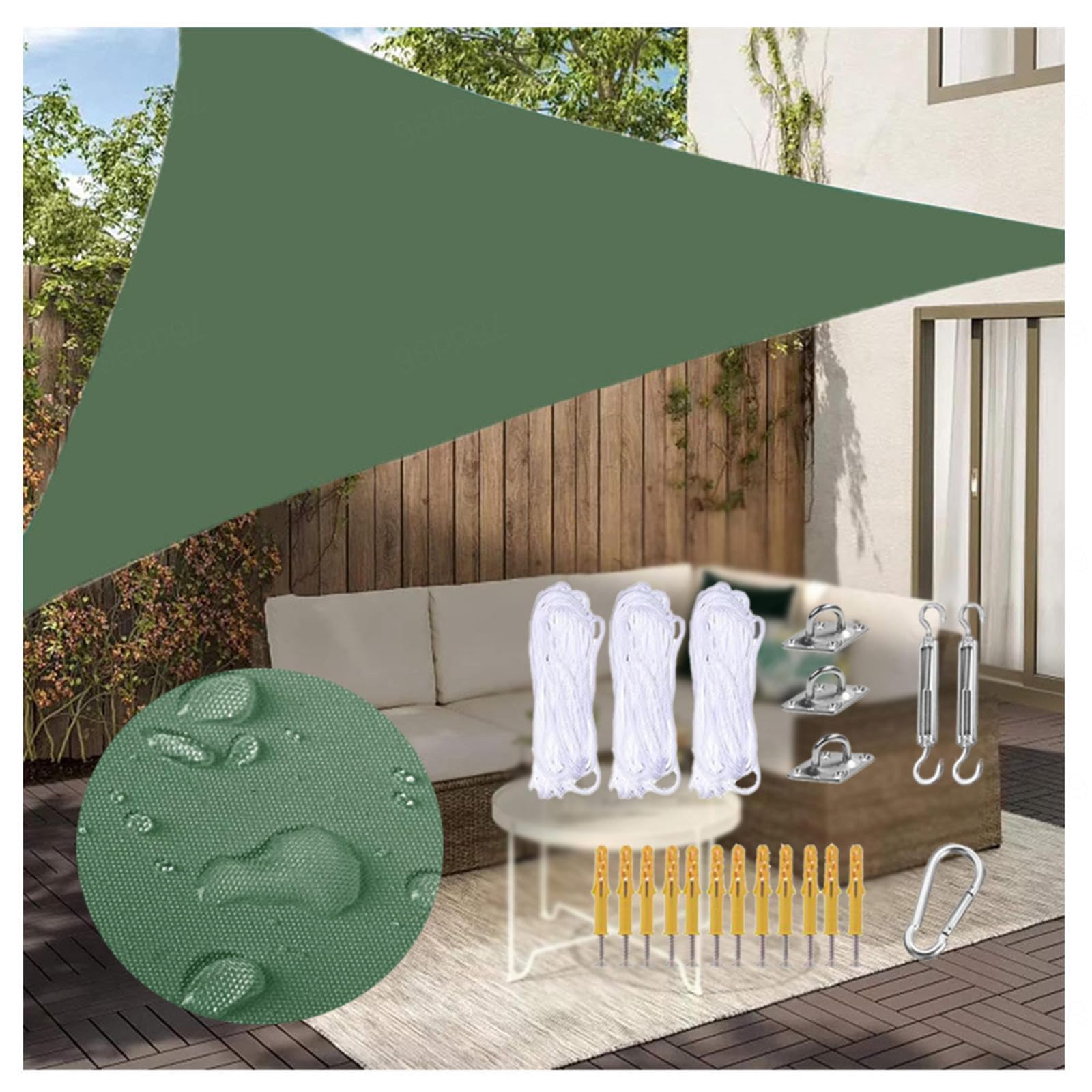 サンシェードセイル、三角形、 キャノピーは雨に強く、しっかり